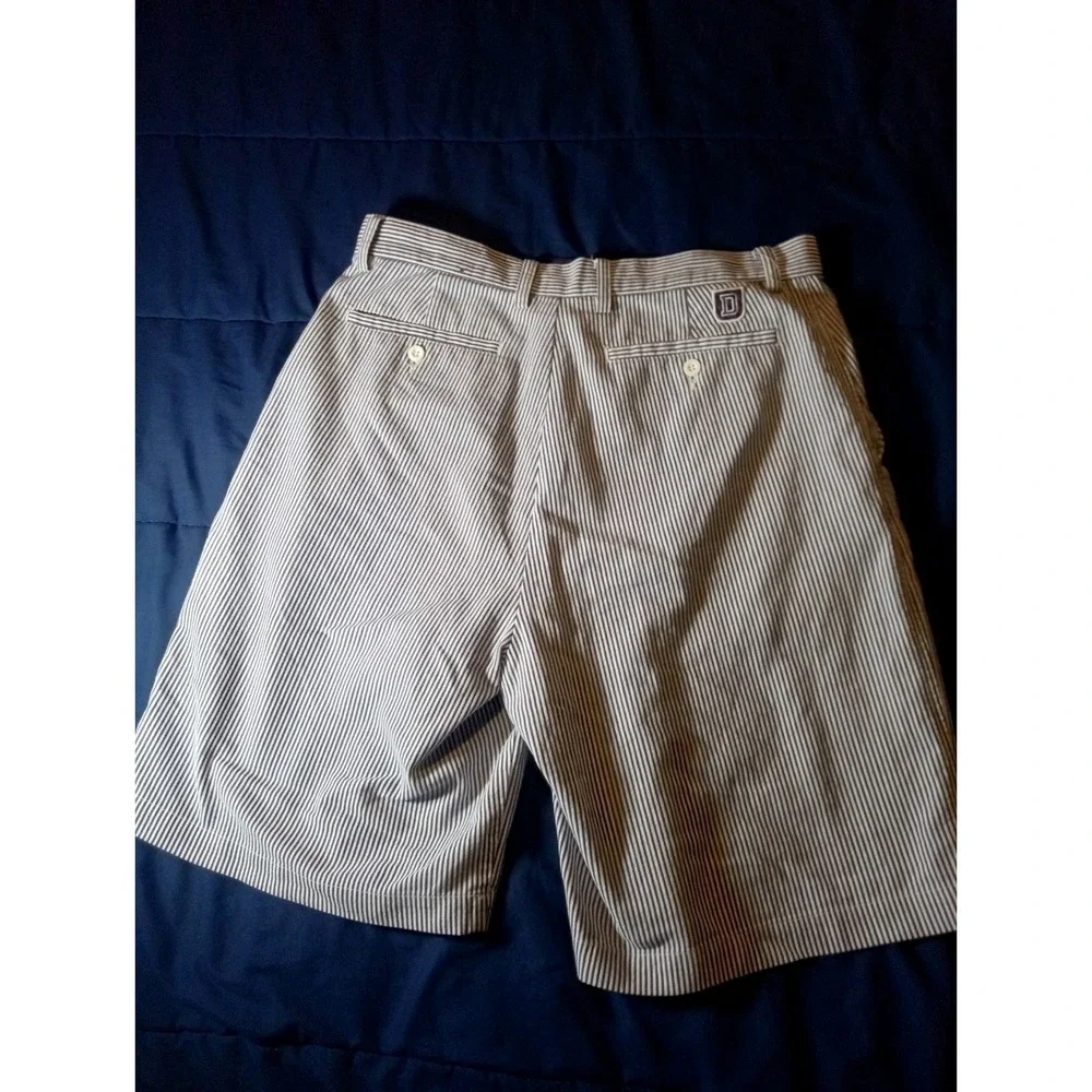 Dunning Shorts Men's Size 32 Blue White Striped Seersucker Golf Performance‎
